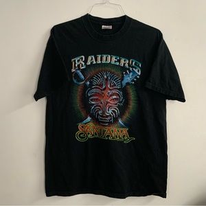 Vintage santana raiders nfl black music concert shirt 2000 y2k rare HTF